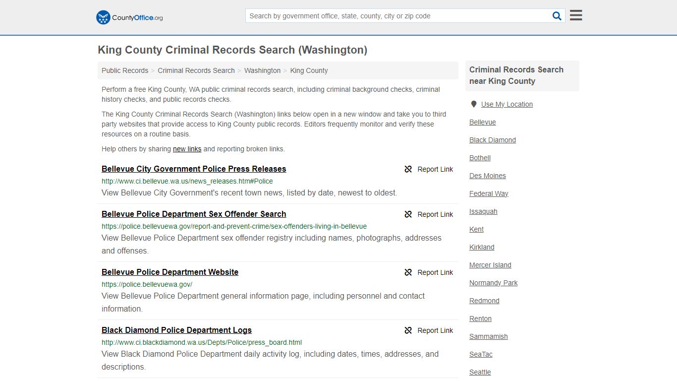 King County Criminal Records Search (Washington) - County Office